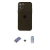 MARSİLYAN™- iPhone 12 Pro Max Kılıf Ahenk Doku - Siyah Joko Magic 5D Cam + Gold Metal Kamera Lens Koruma Cam
