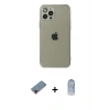 MARSİLYAN™- iPhone 12 Pro Max Kılıf Ahenk Doku - Siyah Joko Magic 5D Cam + Metal Kamera Lens Koruma Cam - KI