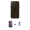 MARSİLYAN™- iPhone 12 Pro Max Kılıf Ahenk Doku - Siyah Joko Magic 5D Cam + Neon Fosforlu Kamera Lens - TU