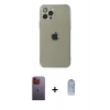 MARSİLYAN™- iPhone 12 Pro Max Kılıf Ahenk Doku - Siyah Joko Magic 5D Cam + Neon Fosforlu Kamera Lens - TU