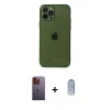 MARSİLYAN™- iPhone 12 Pro Max Kılıf Ahenk Doku - Siyah Joko Magic 5D Cam + Neon Fosforlu Kamera Lens - TU