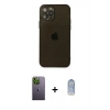MARSİLYAN™- iPhone 12 Pro Max Kılıf Ahenk Doku - Siyah Joko Magic 5D Cam + Neon Fosforlu Kamera Lens - YL