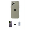 MARSİLYAN™- iPhone 12 Pro Max Kılıf Ahenk Doku - Siyah Joko Magic 5D Cam + Neon Fosforlu Kamera Lens - YL