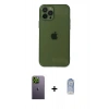 MARSİLYAN™- iPhone 12 Pro Max Kılıf Ahenk Doku - Siyah Joko Magic 5D Cam + Neon Fosforlu Kamera Lens - YL