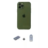MARSİLYAN™- iPhone 12 Pro Max Kılıf Ahenk Doku - Siyah Joko Magic 5D Cam + Yeşil Renkli Kamera Lens Koruma Cam