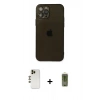 MARSİLYAN™- iPhone 12 Pro Max Kılıf Ahenk Doku - Siyah Joko Magic 5D Hayalet Cam + Shine Kamera Lens - GD