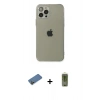 MARSİLYAN™- iPhone 12 Pro Max Kılıf Ahenk Doku - Siyah Joko Magic 5D Hayalet Cam + Gold Shine Kamera Lens Koruma Cam
