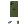 MARSİLYAN™- iPhone 12 Pro Max Kılıf Ahenk Doku - Siyah Joko Magic 5D Hayalet Cam + Gold Shine Kamera Lens Koruma Cam