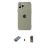 MARSİLYAN™- iPhone 12 Pro Max Kılıf Ahenk Doku - Siyah Joko Magic 5D Hayalet Cam + Metal Kamera Lens Koruma Cam - KI