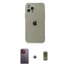 MARSİLYAN™- iPhone 12 Pro Max Kılıf Ahenk Doku - Siyah Joko Magic 5D Hayalet Cam + Neon Fosforlu Kamera Lens - TU