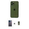 MARSİLYAN™- iPhone 12 Pro Max Kılıf Ahenk Doku - Siyah Joko Magic 5D Hayalet Cam + Neon Fosforlu Kamera Lens - MI