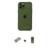 MARSİLYAN™- iPhone 12 Pro Max Kılıf Ahenk Doku - Siyah Joko Magic 5D Hayalet Cam + Shine Kamera Lens Koruma Cam - SABE