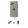 MARSİLYAN™- iPhone 12 Pro Max Kılıf Ahenk Doku - Siyah Joko Magic 5D Hayalet Cam + Shine Kamera Lens Koruma Cam - SH