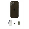 MARSİLYAN™- iPhone 12 Pro Max Kılıf Ahenk Doku - Siyah Joko Magic 5D Hayalet Cam + Shine Kamera Lens - LT