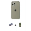 MARSİLYAN™- iPhone 12 Pro Max Kılıf Ahenk Doku - Siyah Joko Magic 5D Hayalet Cam + Renkli Kamera Lens Koruma Cam - TU