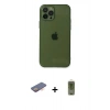 MARSİLYAN™- iPhone 12 Pro Max Kılıf Ahenk Doku - Siyah Joko Magic 5D Hayalet Cam + Renkli Kamera Lens Koruma Cam - TU