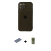MARSİLYAN™- iPhone 12 Pro Max Kılıf Ahenk Doku - Siyah Joko Magic 5D Hayalet Cam + Renkli Kamera Lens Koruma Cam - YL