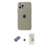 MARSİLYAN™- iPhone 12 Pro Max Kılıf Ahenk Doku - Siyah Mat Seramik Nano Ekran Koruyucu + Metal Kamera Lens Koruma Cam - GD