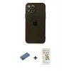 MARSİLYAN™- iPhone 12 Pro Max Kılıf Ahenk Doku - Siyah Mat Seramik Nano Ekran Koruyucu + Shine Kamera Lens Koruma Cam - GD