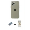MARSİLYAN™- iPhone 12 Pro Max Kılıf Ahenk Doku - Siyah Mat Seramik Nano Ekran Koruyucu + Metal Kamera Lens Koruma Cam - KI