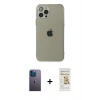 MARSİLYAN™- iPhone 12 Pro Max Kılıf Ahenk Doku - Siyah Mat Seramik Nano Ekran Koruyucu + Neon Fosforlu Kamera Lens - MI