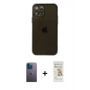 MARSİLYAN™- iPhone 12 Pro Max Kılıf Ahenk Doku - Siyah Mat Seramik Nano Ekran Koruyucu + Neon Fosforlu Kamera Lens - MI