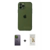 MARSİLYAN™- iPhone 12 Pro Max Kılıf Ahenk Doku - Siyah Mat Seramik Nano Ekran Koruyucu + Neon Fosforlu Kamera Lens - YL