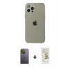 MARSİLYAN™- iPhone 12 Pro Max Kılıf Ahenk Doku - Siyah Mat Seramik Nano Ekran Koruyucu + Neon Fosforlu Kamera Lens - YL