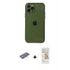 MARSİLYAN™- iPhone 12 Pro Max Kılıf Ahenk Doku - Siyah Mat Seramik Nano Ekran Koruyucu + Renkli Kamera Lens Koruma Cam - TU