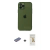 MARSİLYAN™- iPhone 12 Pro Max Kılıf Ahenk Doku - Siyah Mat Seramik Nano Ekran Koruyucu + Renkli Kamera Lens Koruma Cam - PE