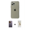 MARSİLYAN™- iPhone 12 Pro Max Kılıf Ahenk Doku - Siyah Mat Seramik Nano Ekran Koruyucu + Neon Fosforlu Kamera Lens - SI