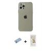 MARSİLYAN™- iPhone 12 Pro Max Kılıf Ahenk Doku - Siyah Mat Seramik Nano Ekran Koruyucu + Shine Kamera Lens Koruma Cam - MI