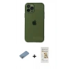 MARSİLYAN™- iPhone 12 Pro Max Kılıf Ahenk Doku - Siyah Mat Seramik Nano Ekran Koruyucu + Shine Kamera Lens Koruma Cam - GS