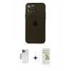 MARSİLYAN™- iPhone 12 Pro Max Kılıf Ahenk Doku - Siyah Mat Seramik Nano Ekran Koruyucu + Shine Kamera Lens - LT