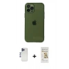 MARSİLYAN™- iPhone 12 Pro Max Kılıf Ahenk Doku - Siyah Mat Seramik Nano Ekran Koruyucu + Shine Kamera Lens - LT
