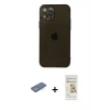 MARSİLYAN™- iPhone 12 Pro Max Kılıf Ahenk Doku - Siyah Mat Seramik Nano Ekran Koruyucu + Renkli Kamera Lens Koruma Cam - YL