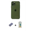 MARSİLYAN™- iPhone 12 Pro Max Kılıf Ahenk Doku - Siyah Polymer Nano Ekran Koruyucu + Metal Kamera Lens Koruma Cam - GD