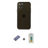 MARSİLYAN™- iPhone 12 Pro Max Kılıf Ahenk Doku - Siyah Polymer Nano Ekran Koruyucu + Metal Kamera Lens Koruma Cam - GD