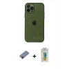 MARSİLYAN™- iPhone 12 Pro Max Kılıf Ahenk Doku - Siyah Polymer Nano Ekran Koruyucu + Metal Kamera Lens Koruma Cam - KI