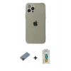 MARSİLYAN™- iPhone 12 Pro Max Kılıf Ahenk Doku - Siyah Polymer Nano Ekran Koruyucu + Metal Kamera Lens Koruma Cam - KI