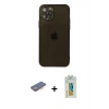 MARSİLYAN™- iPhone 12 Pro Max Kılıf Ahenk Doku - Siyah Polymer Nano Ekran Koruyucu + Renkli Kamera Lens Koruma Cam - TU