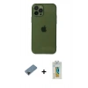MARSİLYAN™- iPhone 12 Pro Max Kılıf Ahenk Doku - Siyah Polymer Nano Ekran Koruyucu + Shine Kamera Lens Koruma Cam - SH