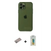 MARSİLYAN™- iPhone 12 Pro Max Kılıf Ahenk Doku - Siyah Polymer Nano Ekran Koruyucu + Shine Kamera Lens Koruma Cam - SABE