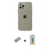 MARSİLYAN™- iPhone 12 Pro Max Kılıf Ahenk Doku - Siyah Polymer Nano Ekran Koruyucu + Shine Kamera Lens Koruma Cam - SABE