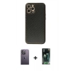 MARSİLYAN™- iPhone 12 Pro Max Kılıf Ahenk Işık - Şeffaf 360 Full Body Arka Koruyucu + Neon Fosforlu Kamera Lens - BZ