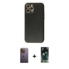 MARSİLYAN™- iPhone 12 Pro Max Kılıf Ahenk Işık - Şeffaf 360 Full Body Arka Koruyucu + Neon Fosforlu Kamera Lens - SI