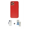 MARSİLYAN™- iPhone 12 Pro Max Kılıf Ahenk Işık - Şeffaf Royal Nano Ekran Koruyucu + Lacivert Shine Kamera Lens