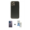 MARSİLYAN™- iPhone 12 Pro Max Kılıf Ahenk Işık - Şeffaf Royal Nano Ekran Koruyucu + Neon Fosforlu Kamera Lens - MI