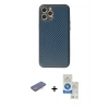MARSİLYAN™- iPhone 12 Pro Max Kılıf Ahenk Işık - Şeffaf Royal Nano Ekran Koruyucu + Renkli Kamera Lens Koruma Cam - MI