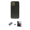 MARSİLYAN™- iPhone 12 Pro Max Kılıf Ahenk Işık - Şeffaf Temperli Cam Ekran Koruyucu + Metal Kamera Lens Koruma Cam - GD